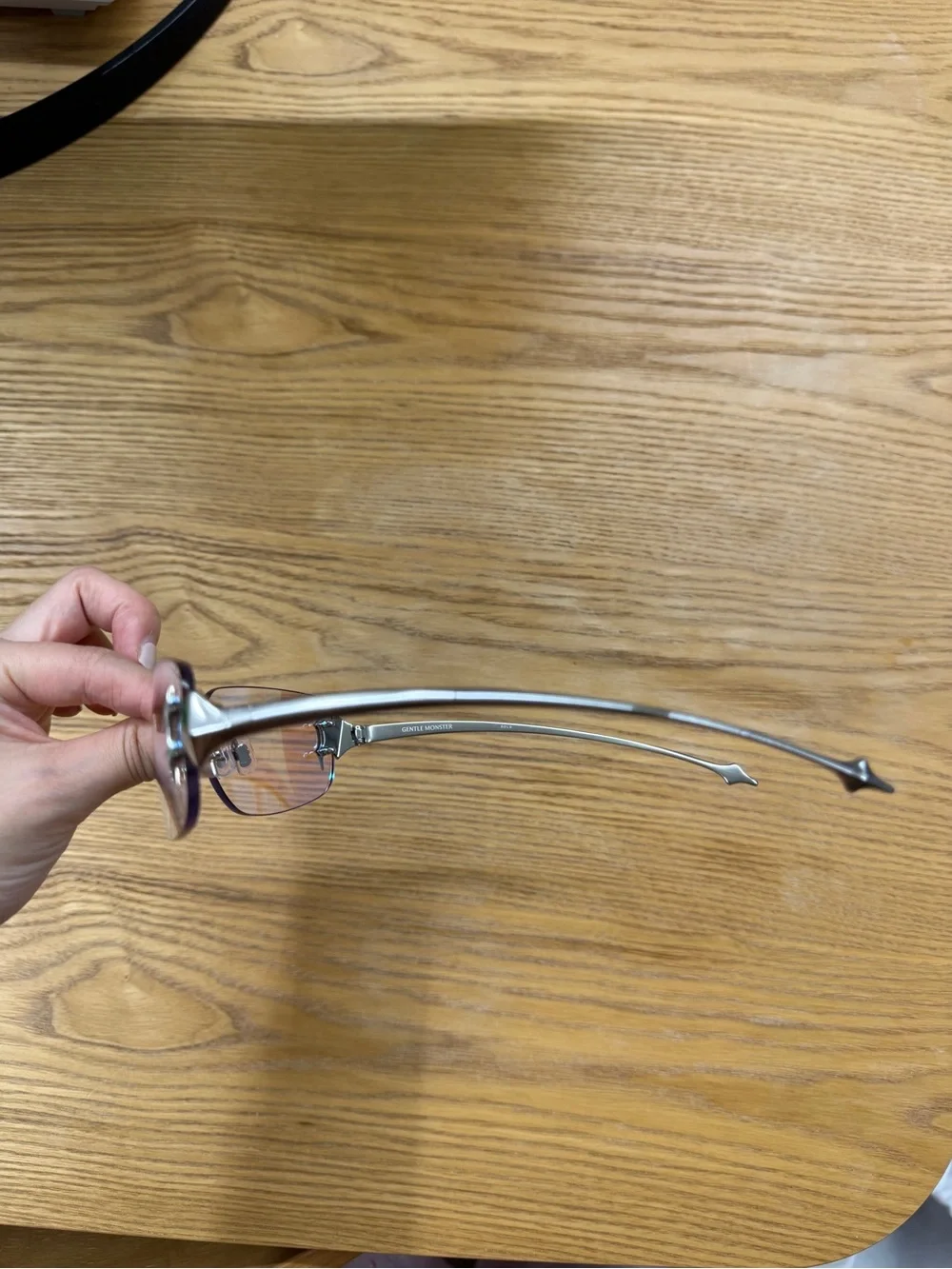 GENTLE MONSTER Silver Frame Sunglasses with Blue Mirrored Lenses